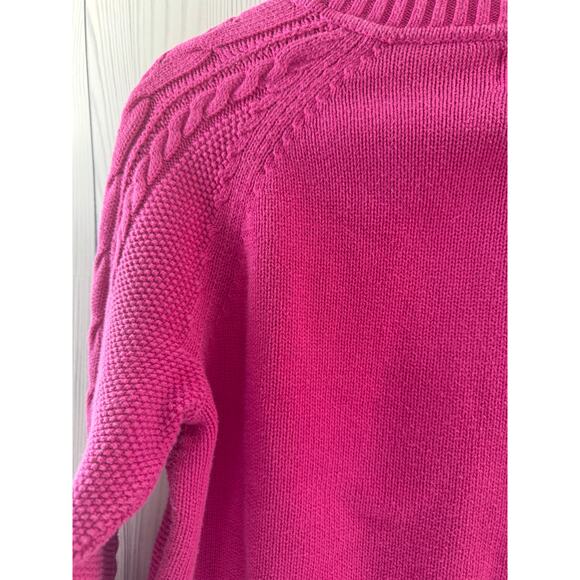 Y2K GAP Cable Knit Pink Cotton Chunky Pullover Sweater Medium - Picture 4 of 8